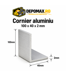 Cornier aluminiu 100 x 40 x 2 mm, 6 metri (EN AW-6060)